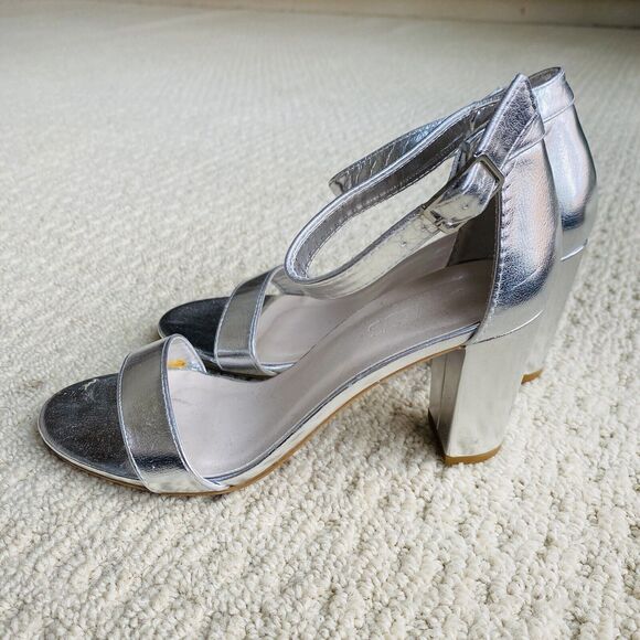 David’s Bridal High Heel Silver Metallic Sandals Dressy Strappy Party Shoes US 7 - Picture 4 of 10